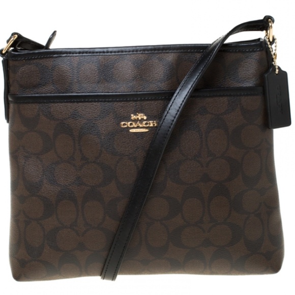 Coach Signature Zip File Canvas Crossbody Bag - Picture 1 of 5
